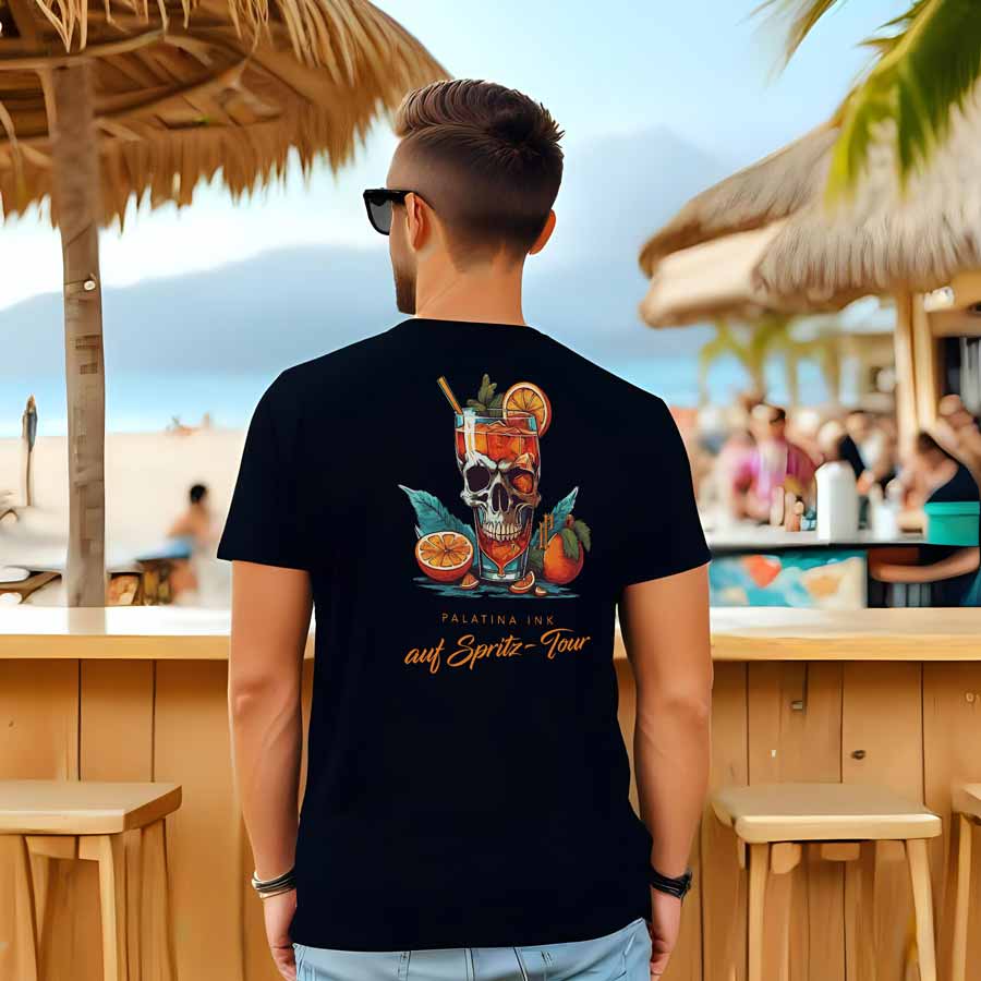 T-Shirt für Männer „Spritz“ - schwarz - Palatina Ink