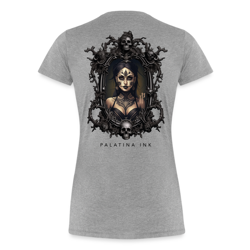 Premium T-Shirt für Ladies "Sinister LaCatrina" - Grau meliert  - Palatina Ink