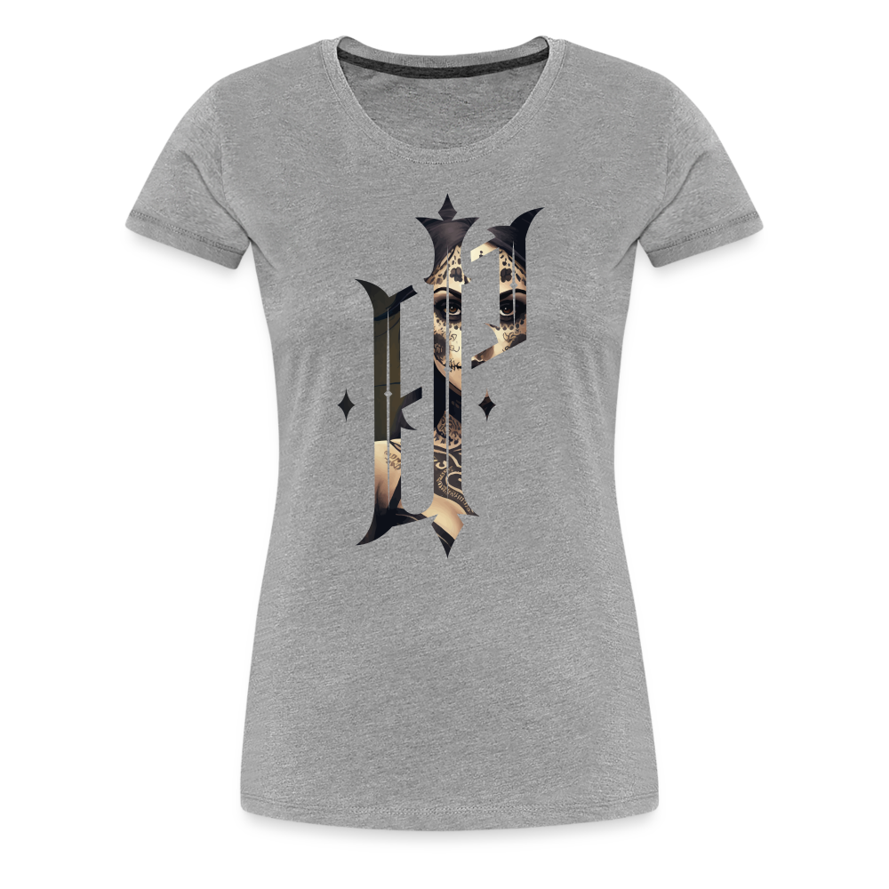 Premium T-Shirt für Ladies "Sinister LaCatrina" - Grau meliert  - Palatina Ink