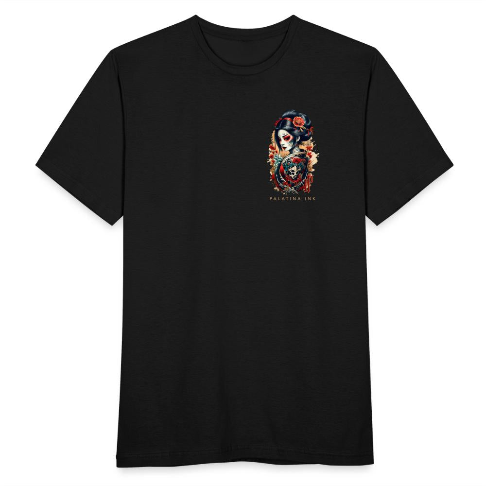 T-Shirt für Männer „Geisha Mineko“ - schwarz - Palatina Ink