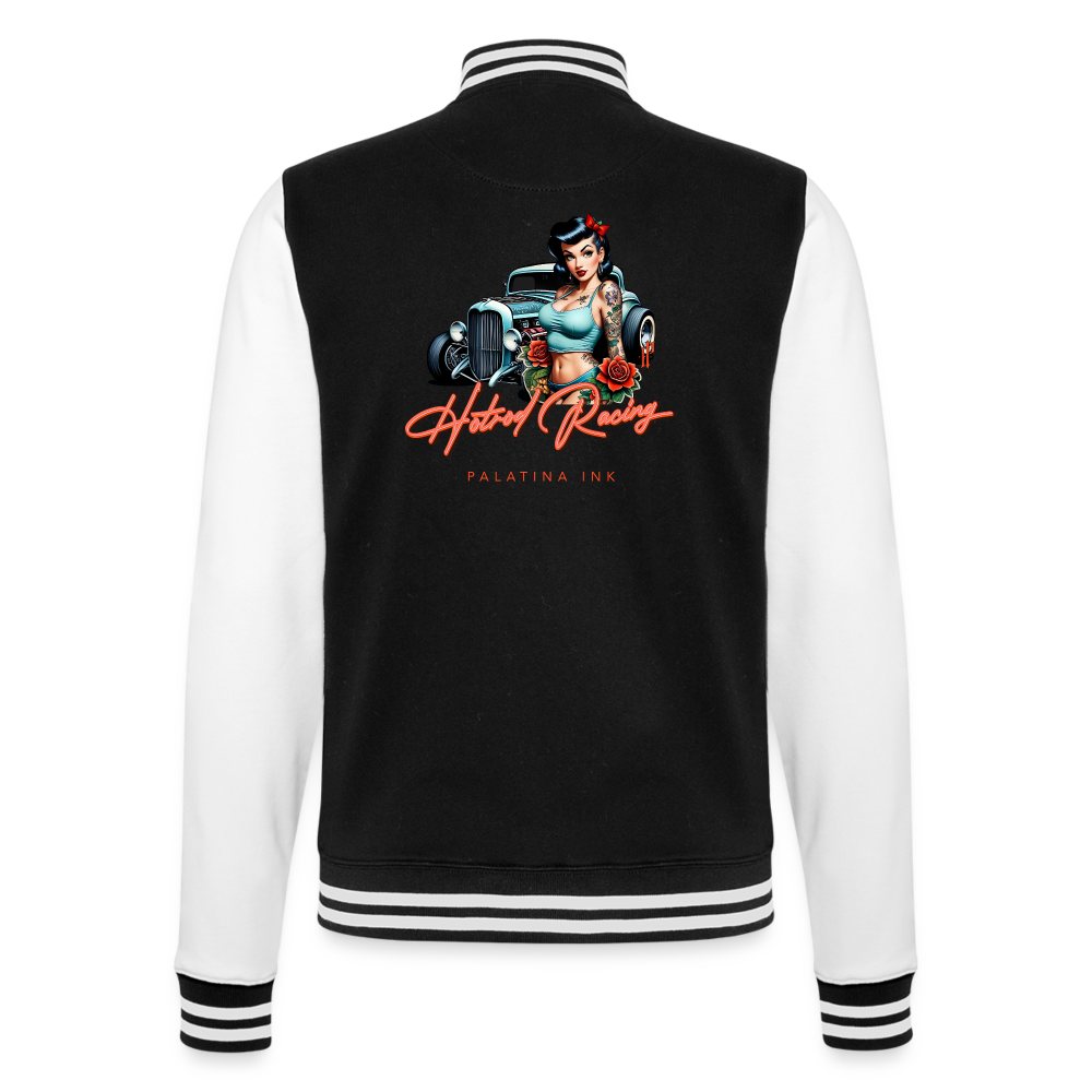 College Sweatjacke "Hotrod Racing" - Schwarz/Weiß  - Palatina Ink